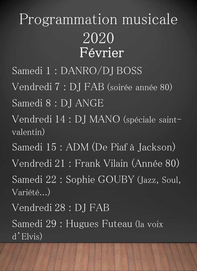 soirée animation evreux restaurant la chapelle février 2020