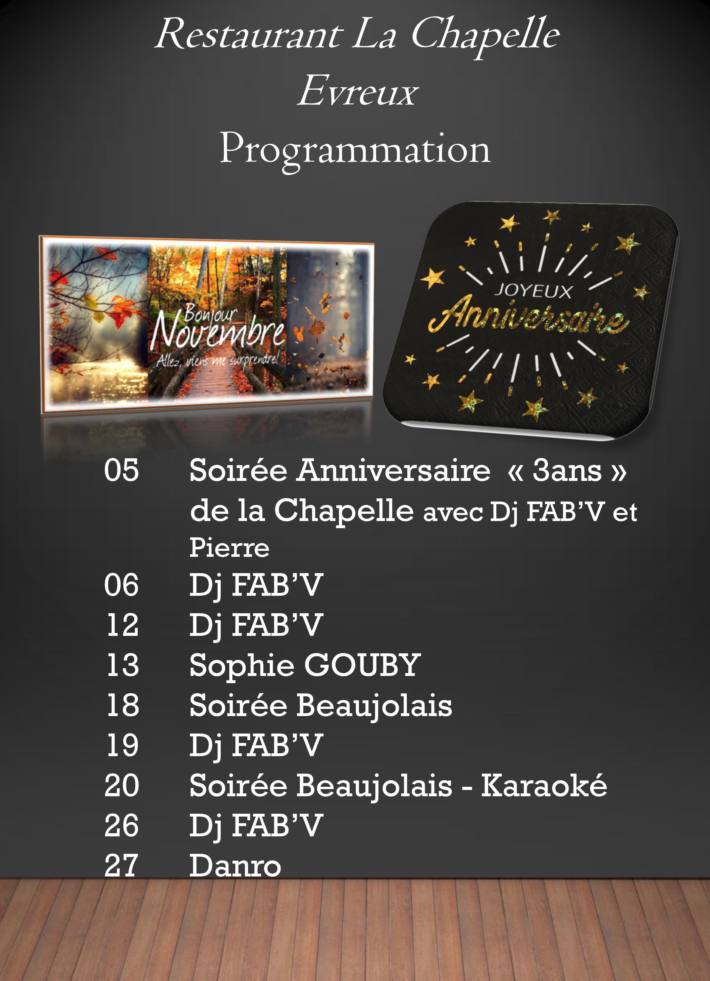 Soirées en Novembre