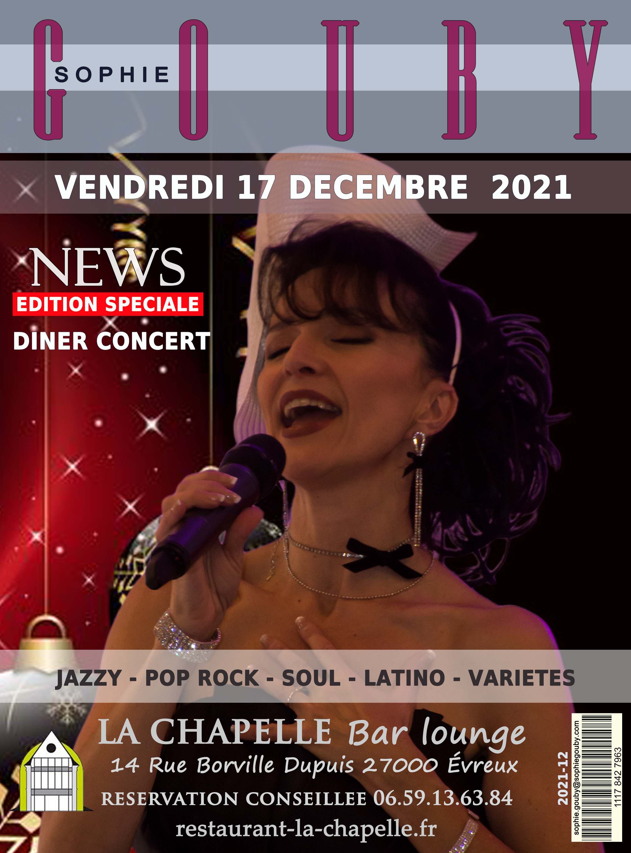 Soirée Vendredi 17 Décembre Diner Concert  Sophie Gouby